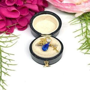 VINTAGE⚜️BALLOU Angel Crystal Dangling Cross Tack Pin